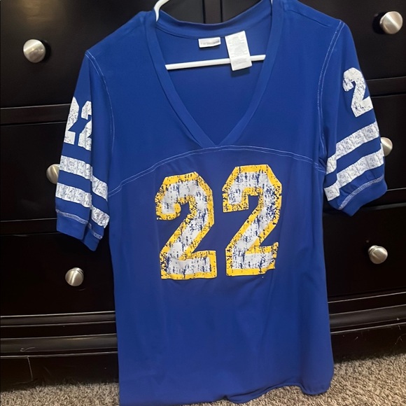 Blue V-Neck Jersey with Yellow Number 22 - Picture 1 of 4